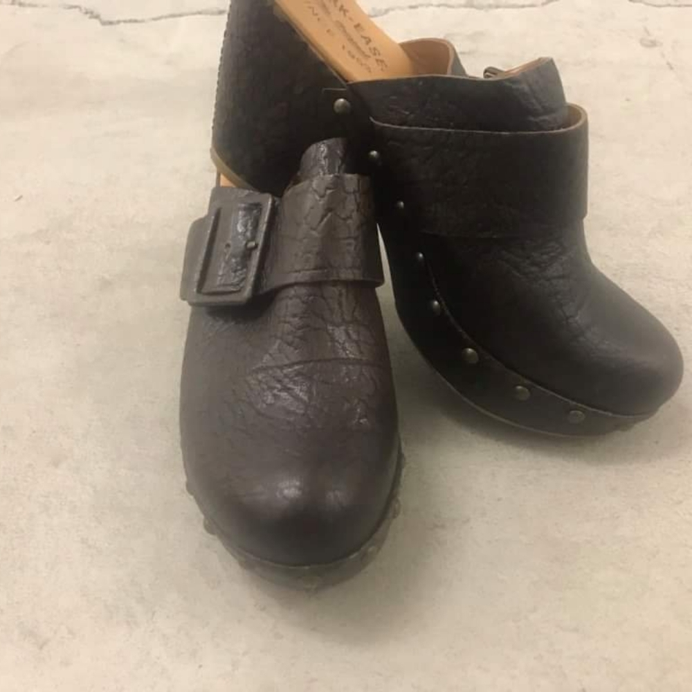 Kork-Ease Brown Leather Studded Clogs